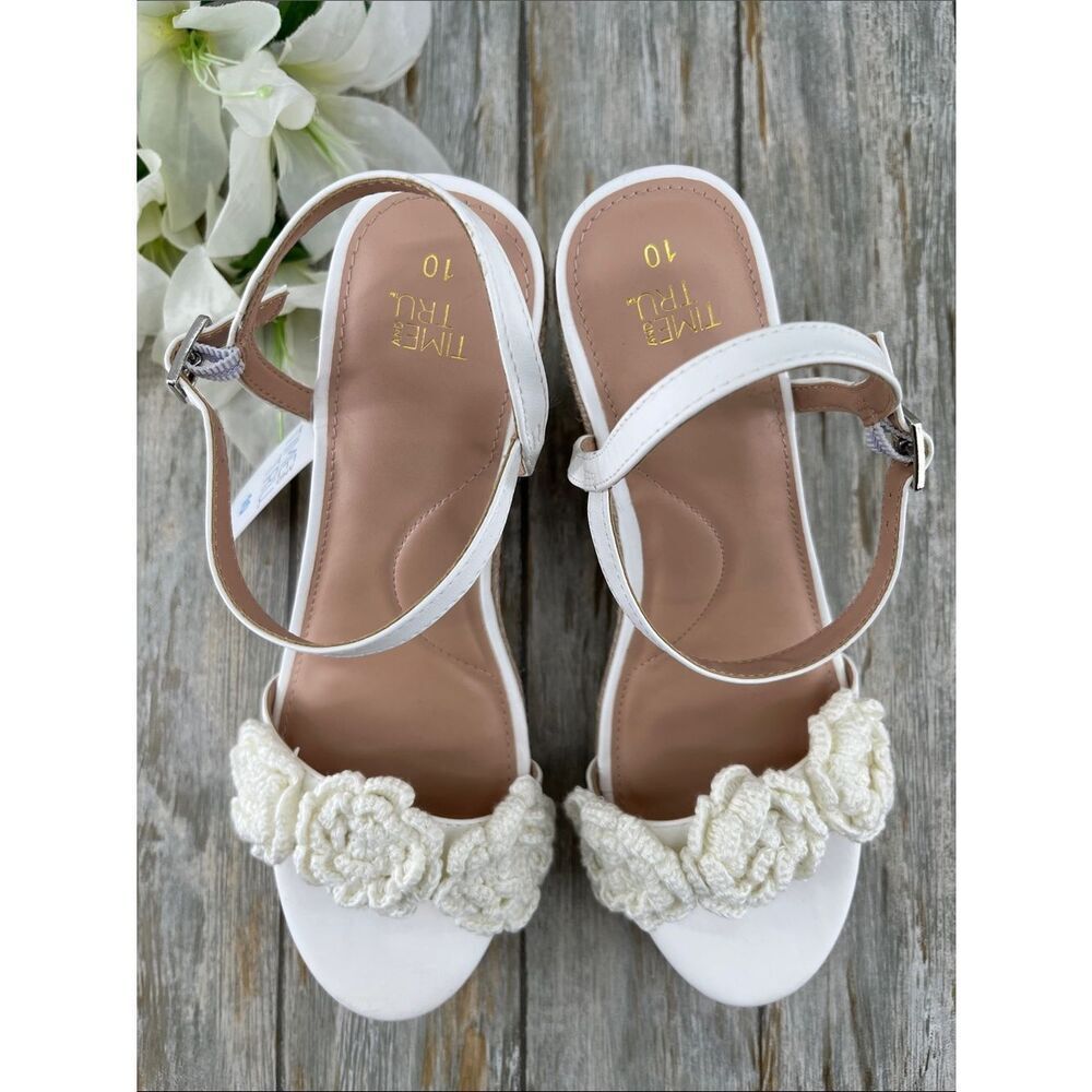 Women's Macrame Flower Espadrille Wedge Sandals Shoes Size 10